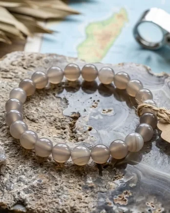 Bracelet Agate Grise perles 8mm